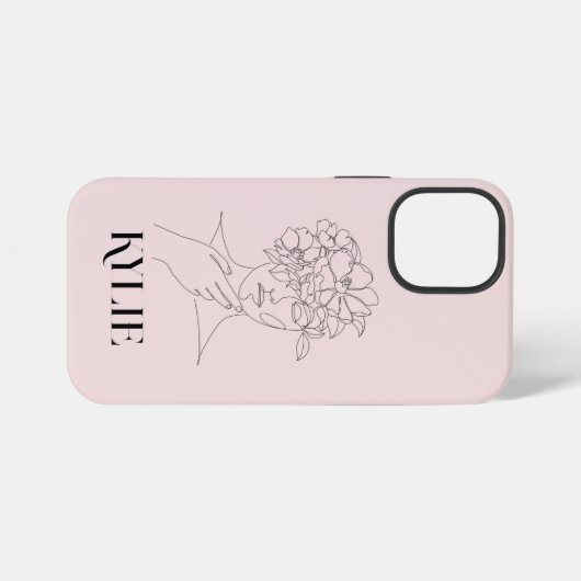 抽象芸術シンプルラインアートウーマンイラストレーション iPhoneケース (裏面横)