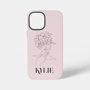抽象芸術シンプルラインアートウーマンイラストレーション iPhone 12 MINIケース