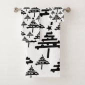 抽象芸術シンプル白黒クリスマスツリー バスタオルセット (インサイチュ)