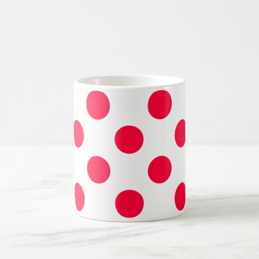抽象芸術シンプル赤スタイリッシュ白水玉模様円 コーヒーマグカップ (中央)