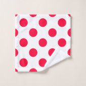 抽象芸術シンプル赤スタイリッシュ白水玉模様円 バスタオルセット (ウォッシュタオル)