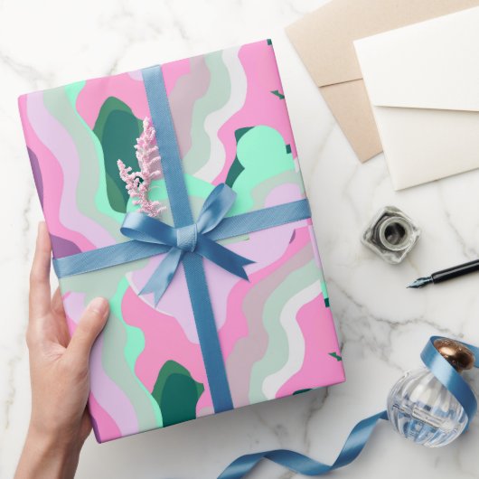 抽象芸術シンメトリ（フローカーブパープル） ラッピングペーパー (ギフト)