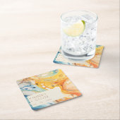 抽象芸術シーウェーブアンドサンドストーンズビーチ結婚式 スクエアペーパーコースター (インサイチュ)