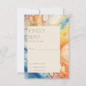 抽象芸術シーウェーブアンドサンドストーンズビーチ結婚式 出欠カード (正面)