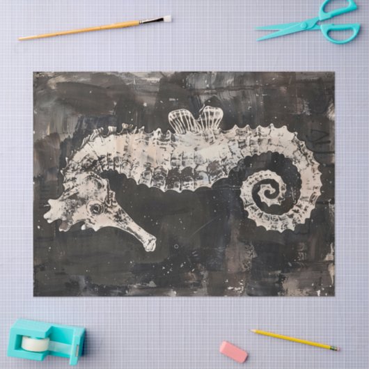 抽象芸術シーホースの芸術のダークインクのデコパージュ 薄葉紙 (クラフト)