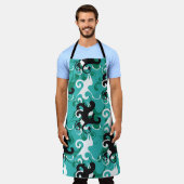 抽象芸術シームレスなパターン定性ヴィンテージ図 エプロン (着用した状態)