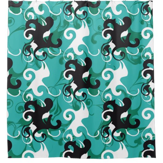 抽象芸術シームレスなパターン定性ヴィンテージ図 シャワーカーテン (正面)