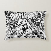 抽象芸術シームレスな白黒漫画グラフィティ アクセントクッション (正面)