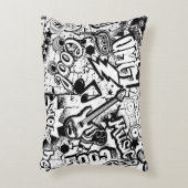 抽象芸術シームレスな白黒漫画グラフィティ アクセントクッション (正面(垂直))