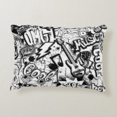 抽象芸術シームレスな白黒漫画グラフィティ アクセントクッション (裏面)