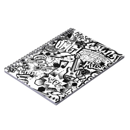 抽象芸術シームレスな白黒漫画グラフィティ ノートブック (左側)