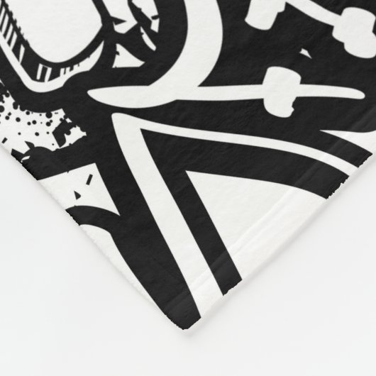 抽象芸術シームレスな白黒漫画グラフィティ フリースブランケット (角)