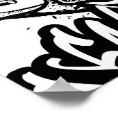 抽象芸術シームレスな白黒漫画グラフィティ ポスター (角)