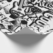 抽象芸術シームレスな白黒漫画グラフィティ ラッピングペーパー (角)