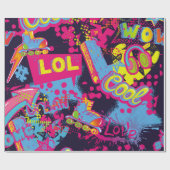 抽象芸術シームレスグランジ10代の若者パターン漫画 ラッピングペーパー (フラット)