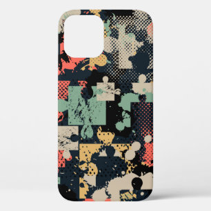 抽象芸術シームレスパズルパターン(パズル、squa) iPhone 12ケース