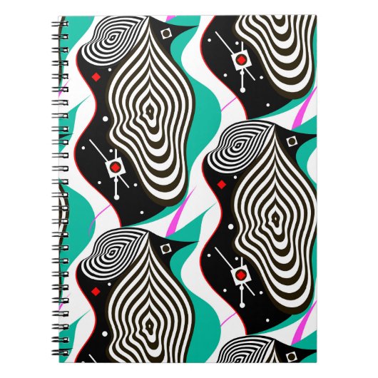 抽象芸術シームレスパターンクリエイティブデザイン ノートブック (正面)