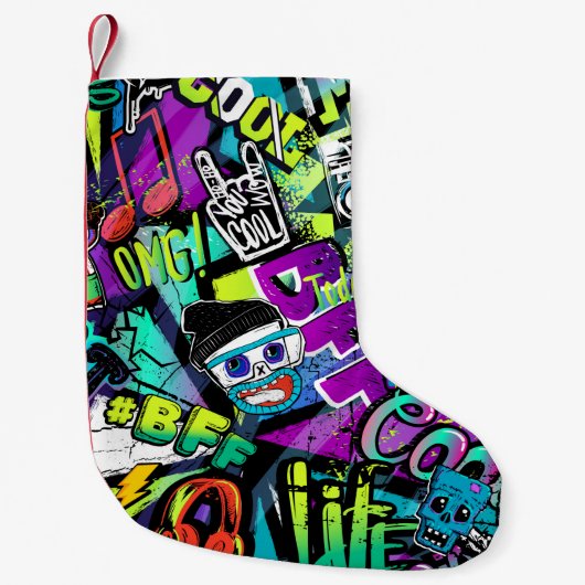 抽象芸術シームレス漫画。mで繰り返し スモールクリスマスストッキング (正面)