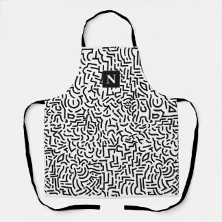 抽象芸術シームレス白黒模様エプロン エプロン