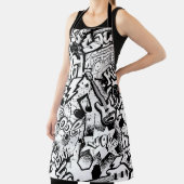 抽象芸術シームレス白黒漫画落書き エプロン (インサイチュ)