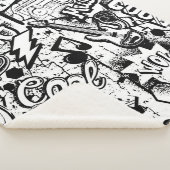 抽象芸術シームレス白黒漫画落書き  シェルパブランケット (3/4)