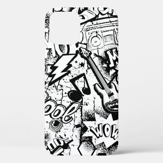 抽象芸術シームレス白黒漫画落書き  Case-Mate iPhoneケース (裏面)