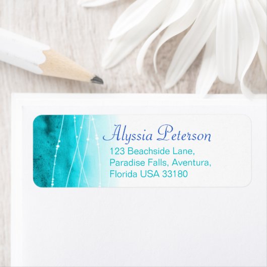 抽象芸術シー結婚ズブルーの返信アドレス ラベル (インサイチュ)