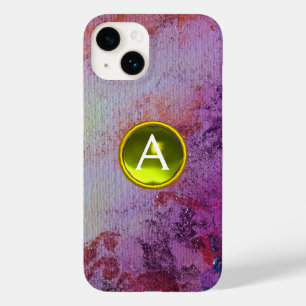 抽象芸術ジェムモノグラムパープルイエロー Case-Mate iPhone 14ケース
