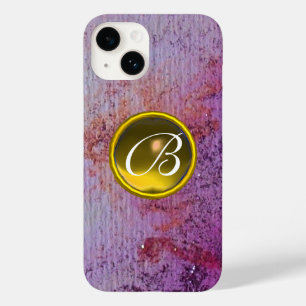 抽象芸術ジェムモノグラムパープルイエロー Case-Mate iPhone 14ケース