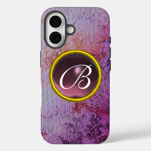 抽象芸術ジェムモノグラムパープル Case-Mate iPhoneケース (裏面)