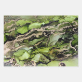 抽象芸術ジェードグリーンブラック金ゴールドアルコールインク ラッピングペーパーシート (正面)