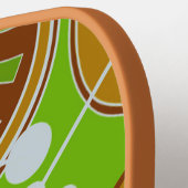 抽象芸術ジオシェイプ(金ゴールド、緑、白) ピックルボールラケット (左詳細)