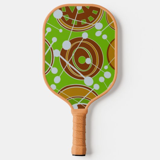 抽象芸術ジオシェイプ(金ゴールド、緑、白) ピックルボールラケット (裏面)
