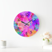 抽象芸術ジオメトカラフルリ図形プリズムパターン ラージ壁時計 (ホーム)