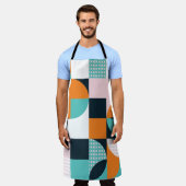 抽象芸術ジオメトカラフルリ： 3D効果 エプロン (着用した状態)