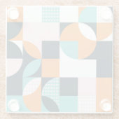 抽象芸術ジオメトカラフルリ: 3D効果 ガラスコースター (裏面)