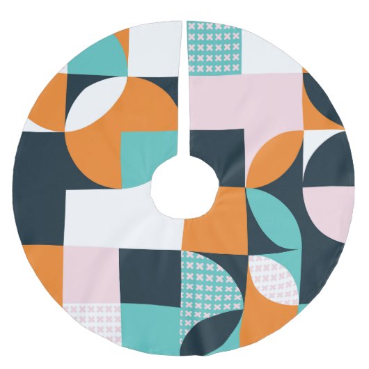 抽象芸術ジオメトカラフルリ： 3D効果 ブラッシュドポリエステルツリースカート (正面)