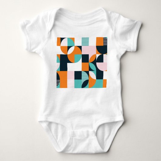 抽象芸術ジオメトカラフルリ： 3D効果 ベビーボディスーツ (正面)