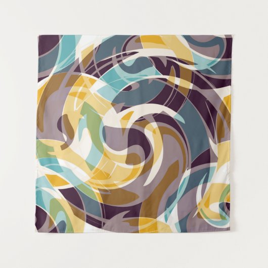 抽象芸術ジオメトリオブジェクトのグラフィティグランジエフェクト タペストリー (正面(横))