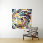 抽象芸術ジオメトリオブジェクトのグラフィティグランジエフェクト タペストリー (インサイチュ(横))