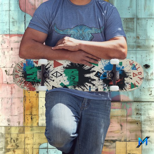 抽象芸術ジオメトリックはっきりしたグラフィティ（ばちゃばちゃ）跳ねる スケートボード