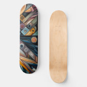 抽象芸術ジオメトリックはっきりしたスケートボカラフルード スケートボード (正面)