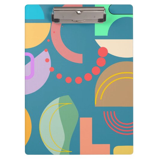 抽象芸術ジオメトリックカラフルシェイプ全体のプリント クリップボード (正面)