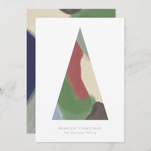 抽象芸術ジオメトリッククリスマスツリーホリデーカード シーズンカード (正面/裏面)