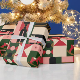 抽象芸術ジオメトリッククリスマスヴィンテージ玩具 ラッピングペーパー