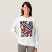 抽象芸術ジオメトリックサーフェスアート1223 – ロングスリーブ Tシャツ (正面フル)