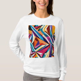 抽象芸術ジオメトリックサーフェスアート1223 – ロングスリーブ Tシャツ