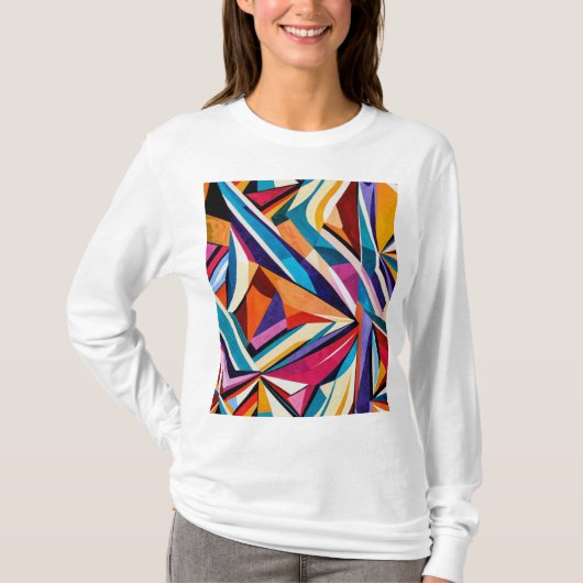 抽象芸術ジオメトリックサーフェスアート1223 – ロングスリーブ Tシャツ (正面)