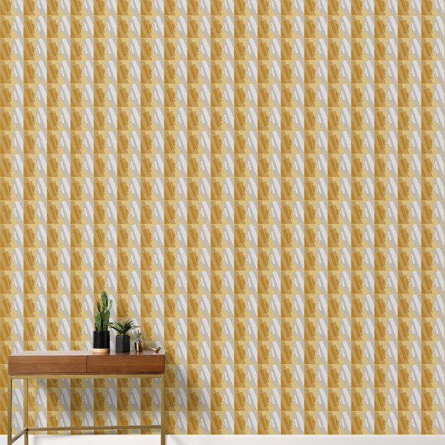 抽象芸術ジオメトリックシルバー金ゴールドグレー小さい正方形 壁紙 (廊下)