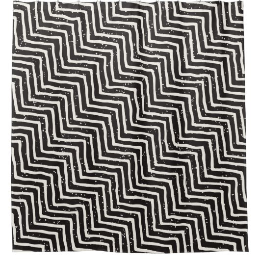 抽象芸術ジオメトリックドール：白黒パターン シャワーカーテン (正面)